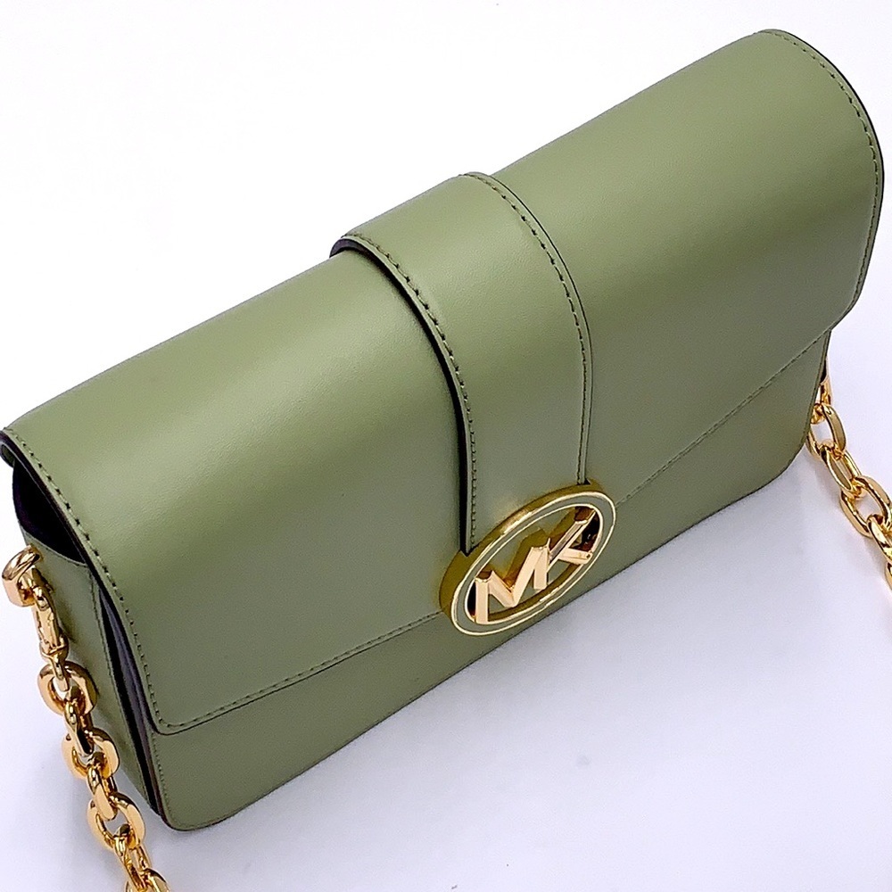 MICHAEL KORS CARMEN MEDIUM CONVERTIBLE SHOULDER BAG LIGHT SAGE COLOR - Picture 9 of 15